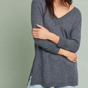 Anthropologie Moth Wool V Neck Pullover Sweater